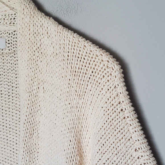 Ann Taylor Loft Chunky Knit Open Front Pocket Cardigan Sweater Cream Size Medium - Picture 4 of 8